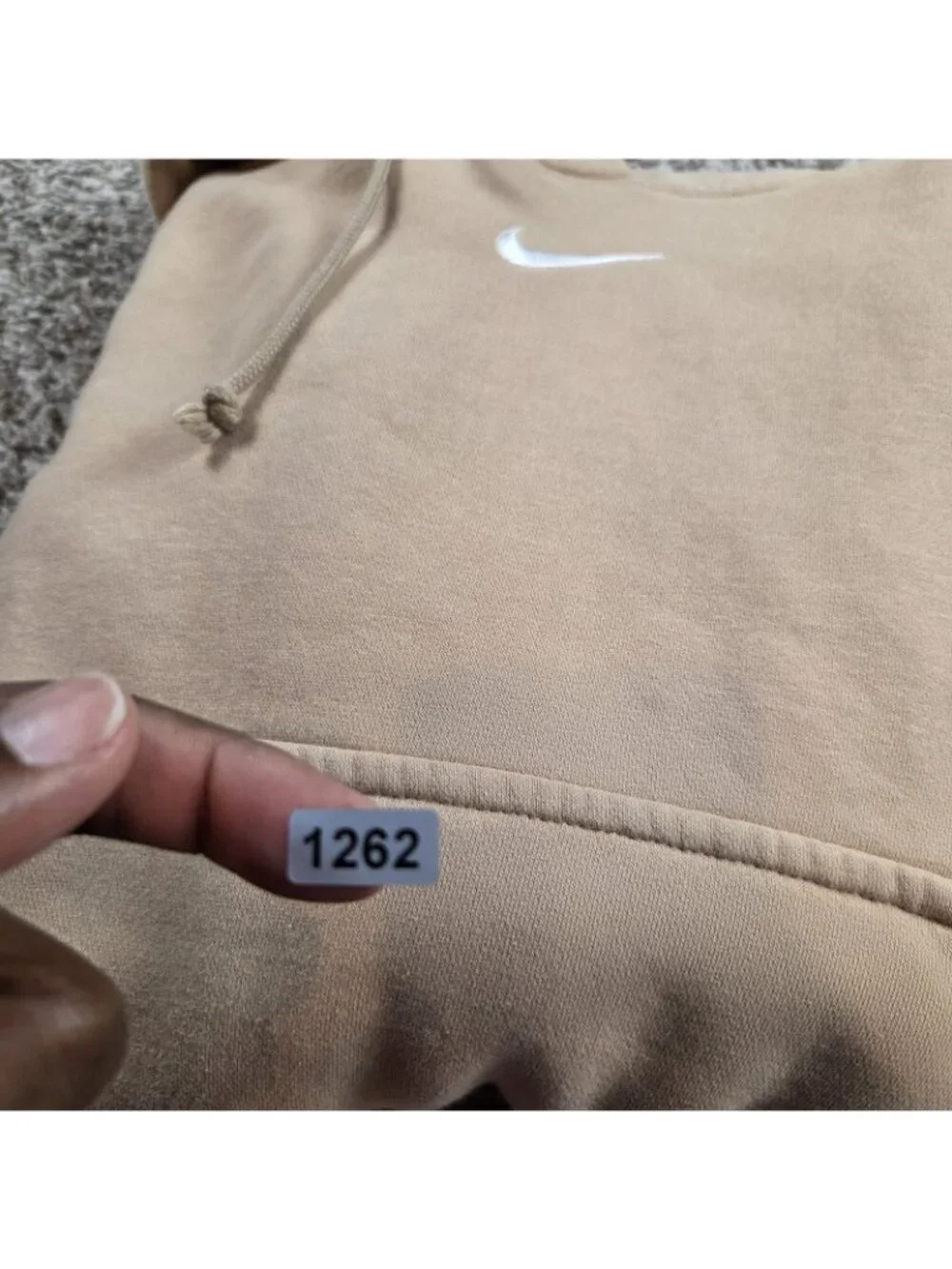 Nike Hoodie Womens Large Beige Fleece Phoenix Oversized Center Swoosh Mark*